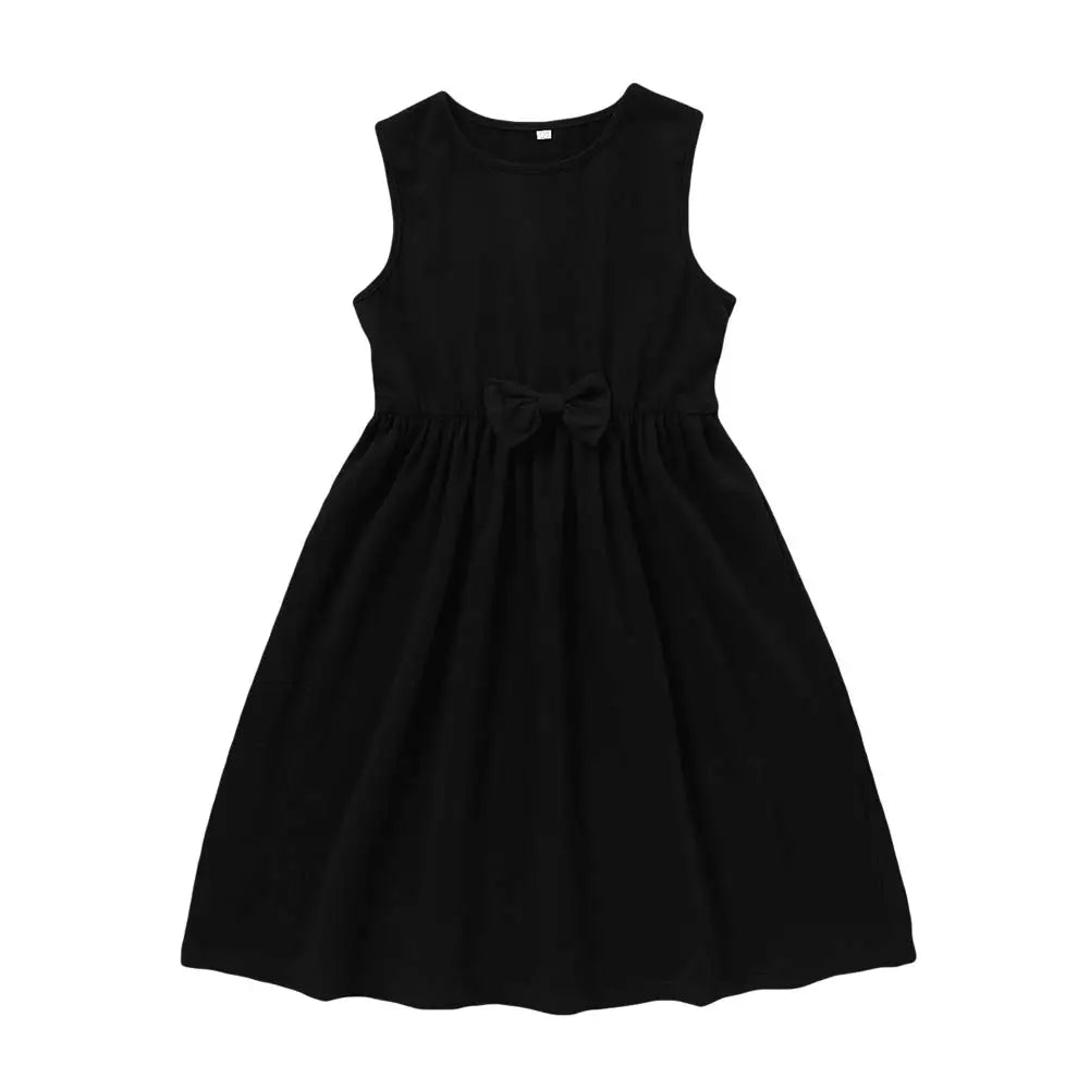 Baby Girls Summer Ruffle Sleeve Cotton Dress Swing Casual Girl Sundress with Belt for 4-8 Years Girls Colorful