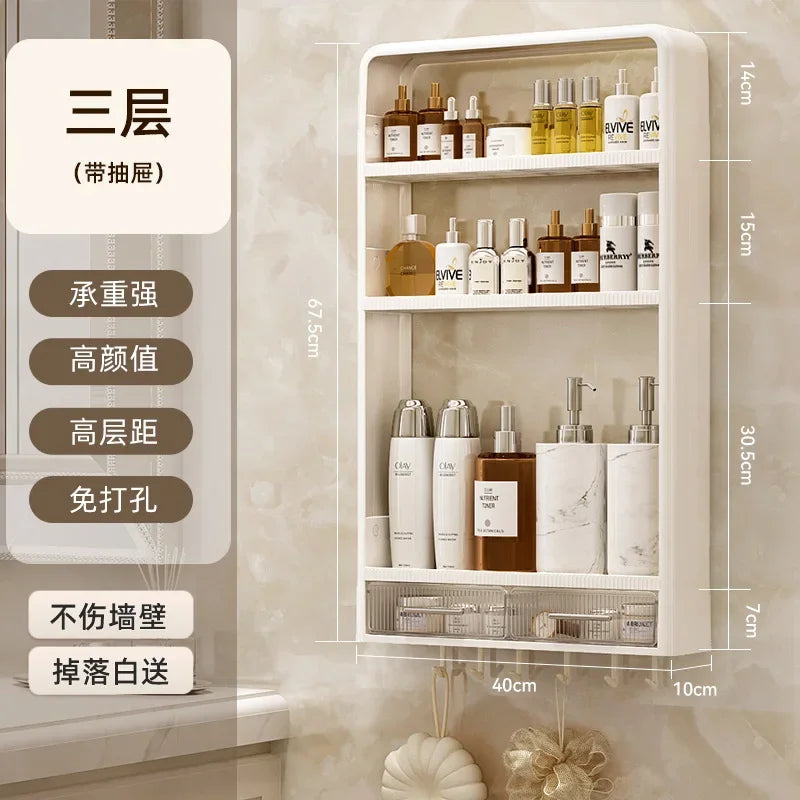 Bathroom Shelf Wall Mounted Waterproof Tissue Box Multifunctional Storage Rack for Toiletries Storage Box Shampoo Organizer
