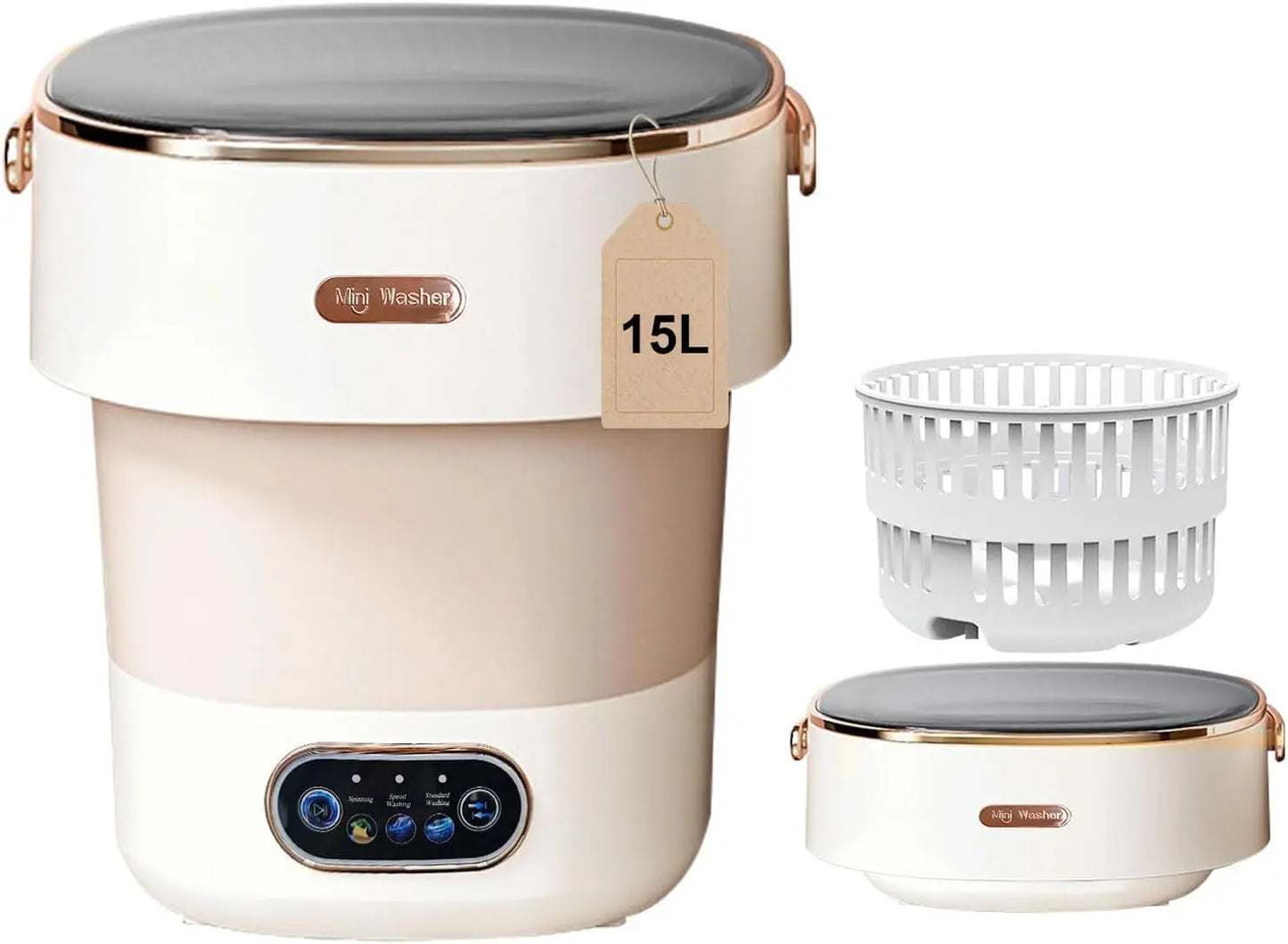 Portable Washing Machine,Mini Washer 15L Upgraded With Spin Basket,Small Clothes Folding Washing Machine Of Underwear
