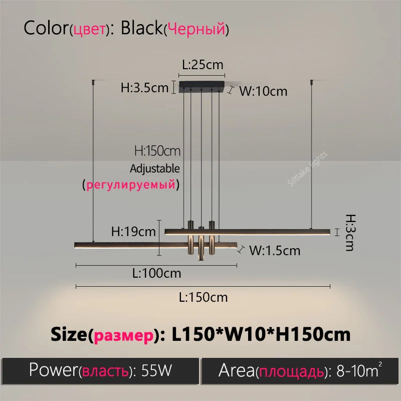 Modern light creative bar counter strip designer lamps LED Pendant Light for Dining Table Kitchen Chandelier Memory Function