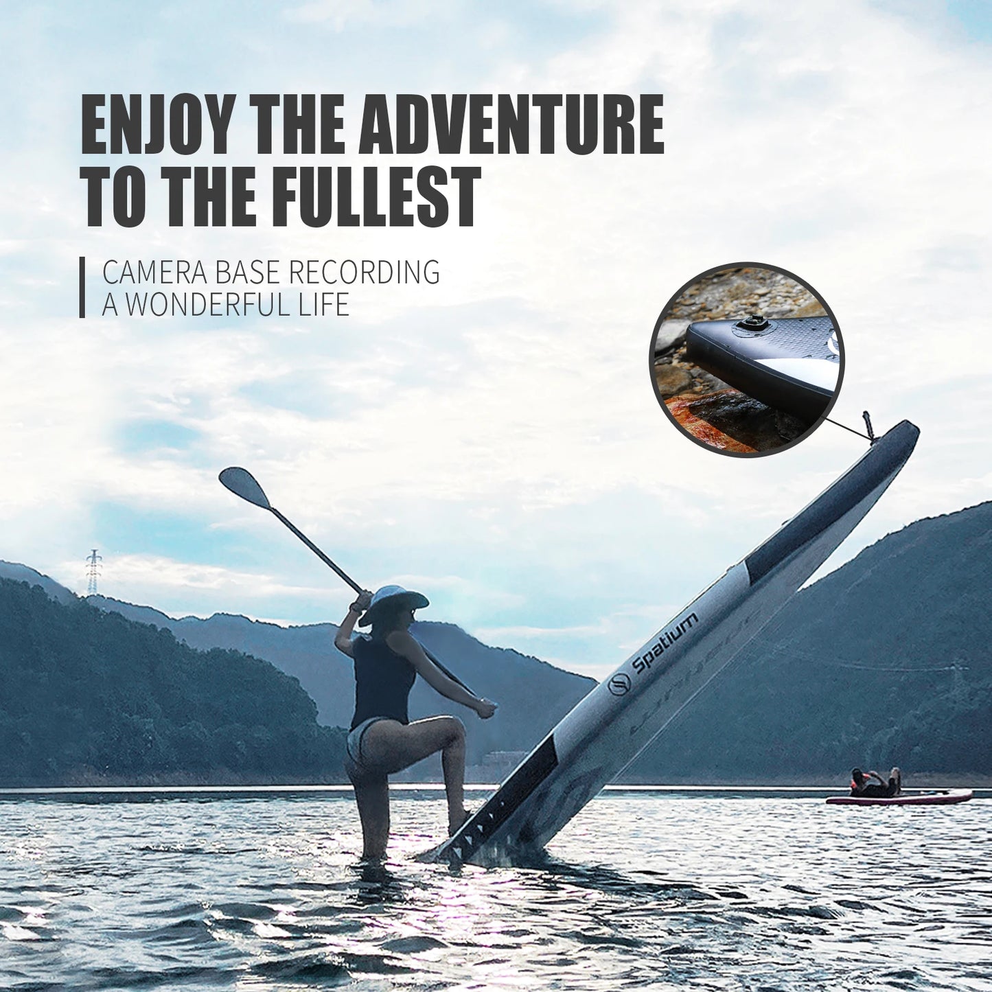 Spatium Inflatable Stand Up Paddle Board with Premium SUP Paddle Board, Wide Stable Design Non-Slip Comfort Deck for Fishing
