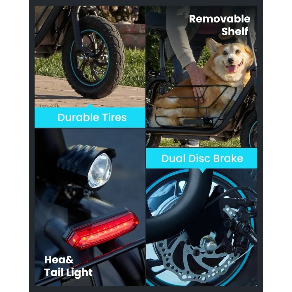 Electric Scooter with Seat for Adults, 550W Powerful Motor, 20-Mile Range, Speed up to 18.6MPH, Ample Storage for Pets & Cargo