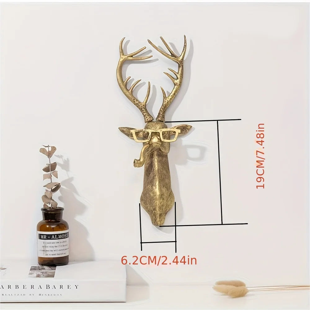 Large/small sizes Decor Wall Art Decor Deer Head Wall Hanging Home Decor Bronzed Resin Animal Hanging Sculpture Animal Head Wall
