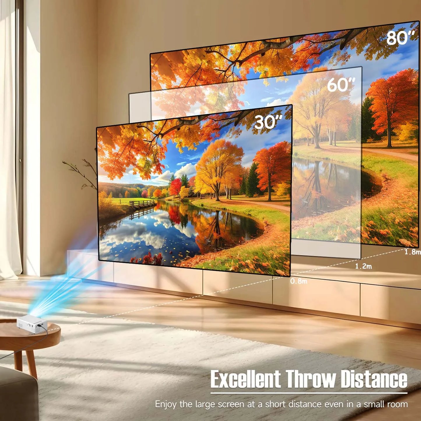 Projector Portable HD Projector, USB & HDMI Input, Compact Mini Home Theater Movie Video for Indoor Outdoor