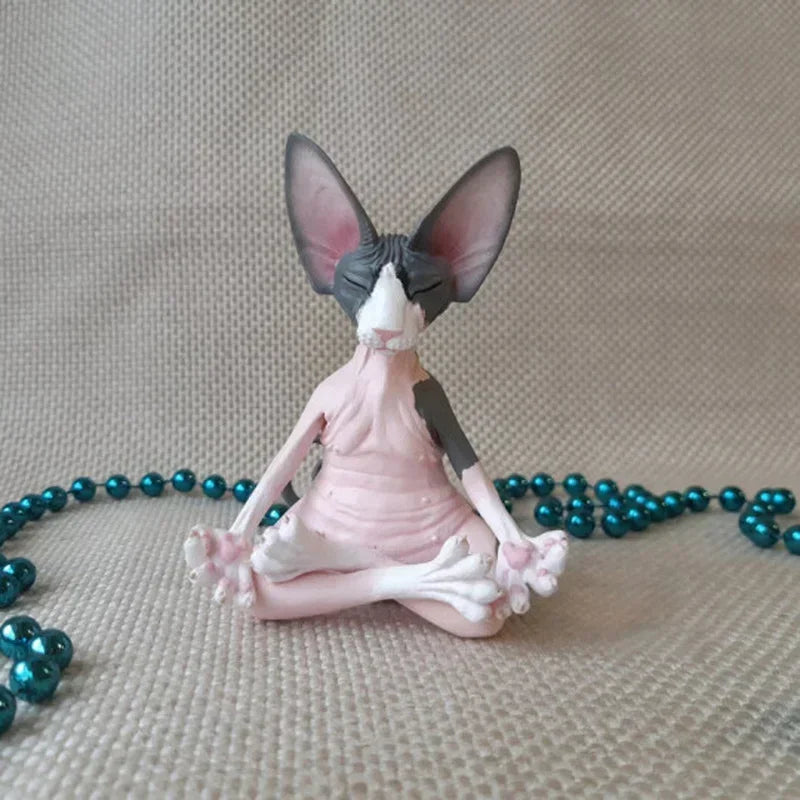 Meditation Yoga Happy Cat Whimsical Buddha Sphinx Figurine Art Decor Sculpture Outdoor Garden Statue Home Decoration Crafts