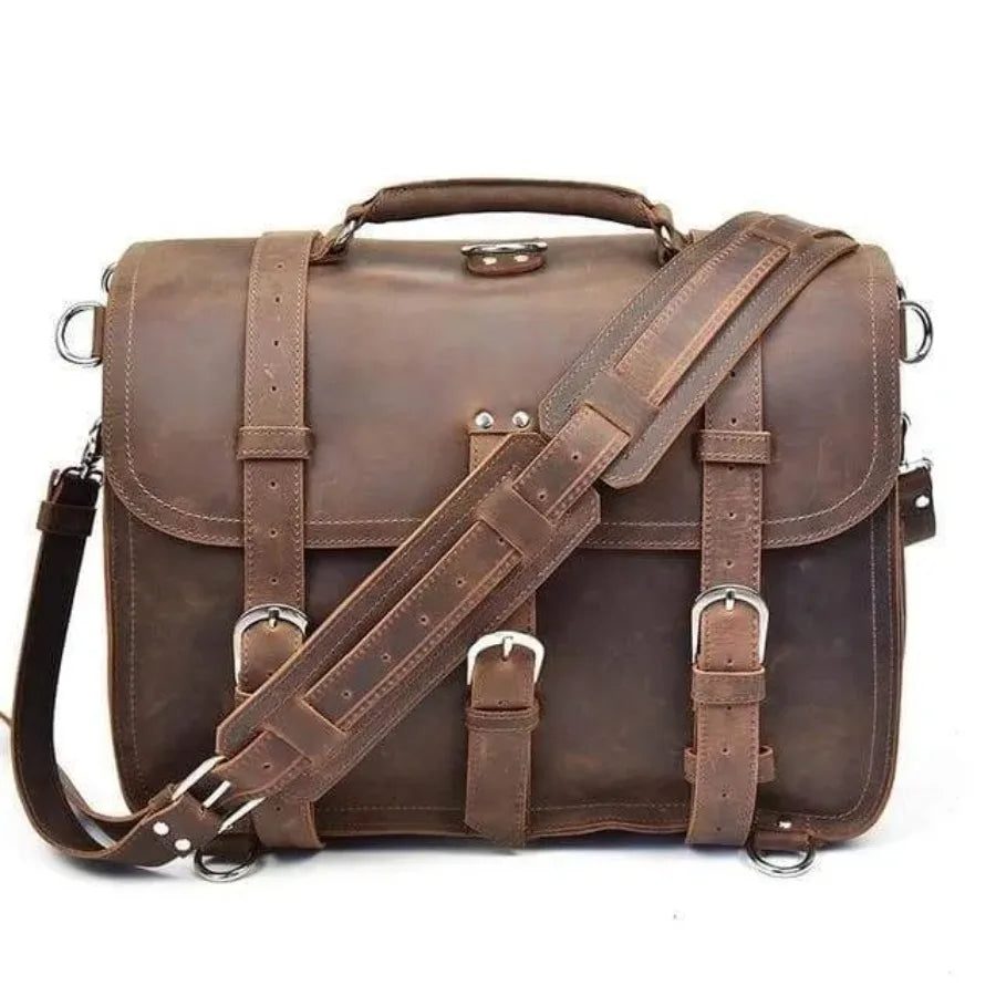 Large Capacity Vintage Leather Messenger Bag Gusvat
