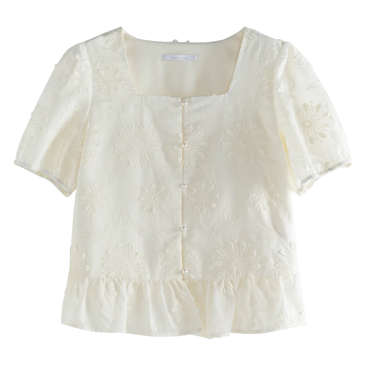 DUSHU Women's French Sweet Style Embroidered Suit Summer New  Top Skirt 2024 New Versatile Casual Suit 24DS82804 24DS82805