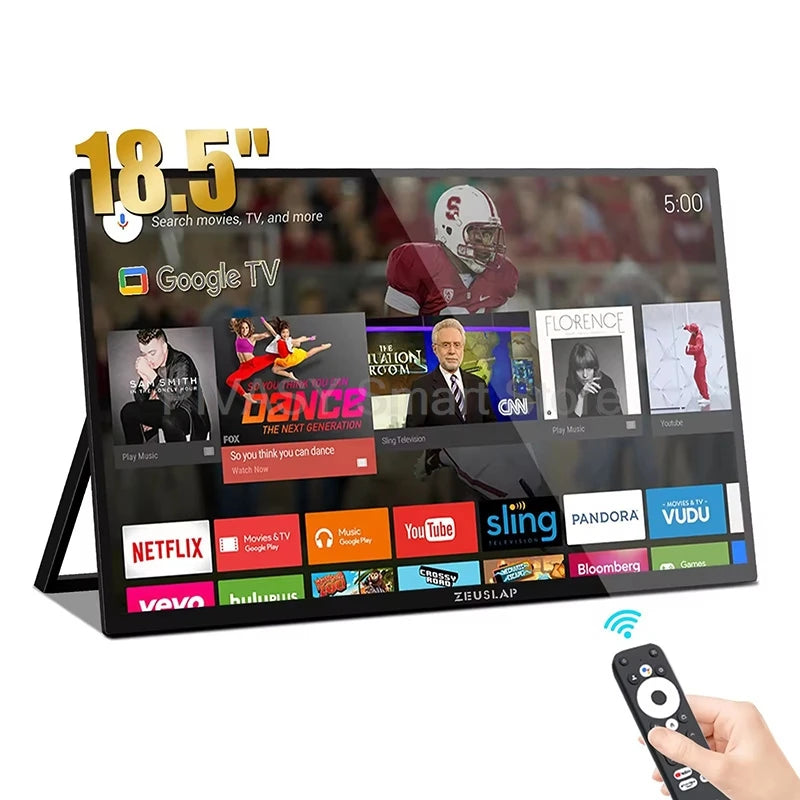 Portable Monitor Car mini TV Screen 15.4 Inch HD FM Outdoor Lightweight with stand support PVR Long Life LED Battery 2 channels