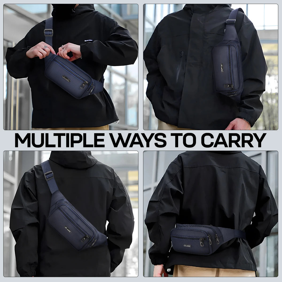 Waist Bag Men's Casual Crossbody Bag Fanny Pack Fashion Belt Bum Bag Travel Running Sports Mobile Phone Bag