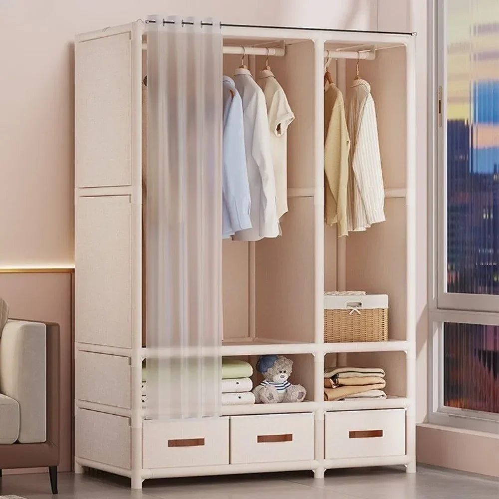 Bedroom Wardrobe Assembling A Dust-proof Large Capacity Wardrobe Strong Load-bearing Capacity Blankets Clothes Storage Cabinet