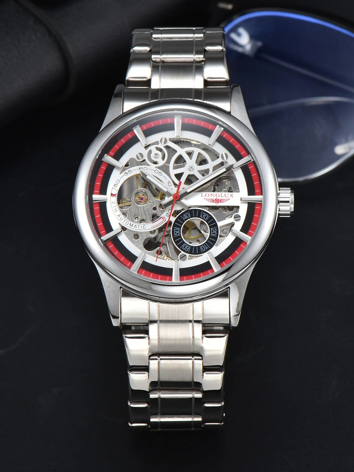 LONGLUX automatic man watch luxury wholesale mechanical wristwatches stainless steel skeleton waterproof mens watch men gift