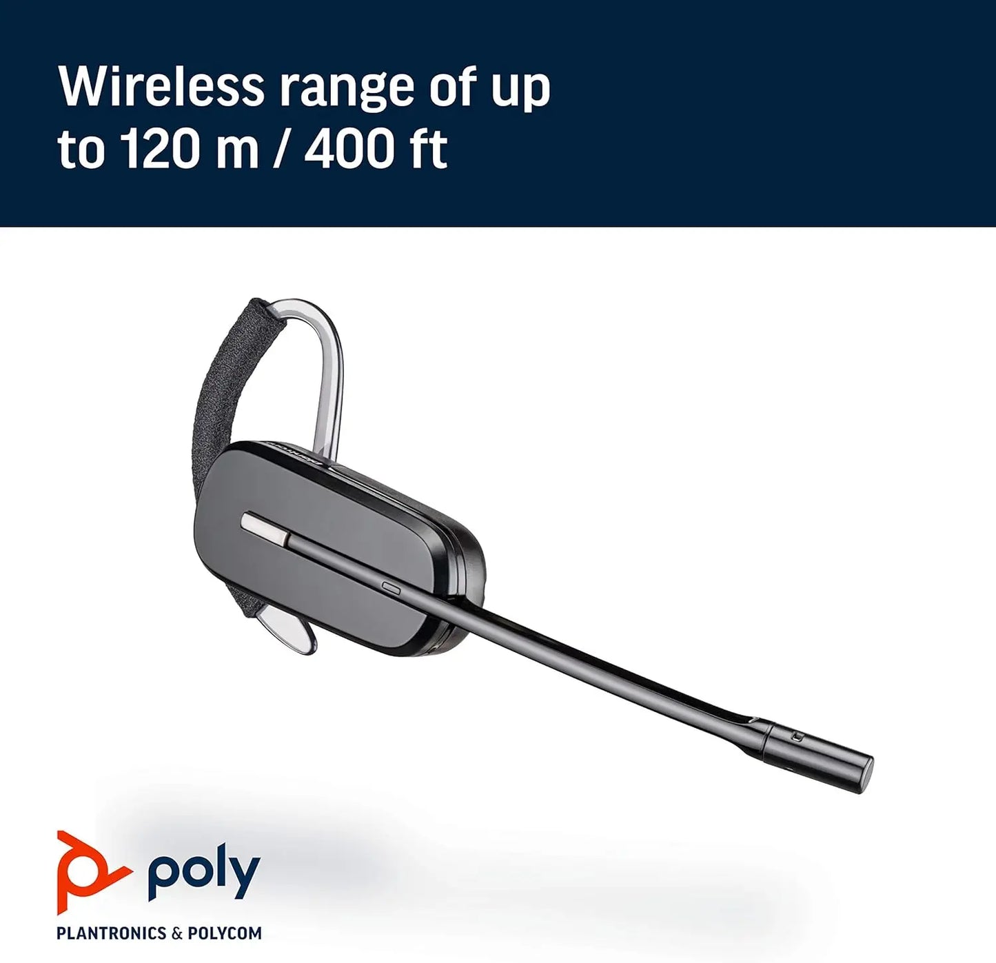 Wireless DECT Headset with Lifter, Single Ear Mono Convertible (3 Styles), Connects to Desk Phone, Noise Canceling Mic
