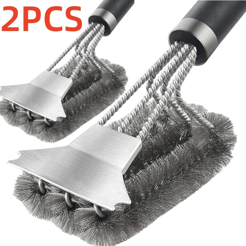 1/2PCS  Safe Grill Brush and Scraper with Deluxe Handle Grill Cleaner Brush Stainless Steel Bristle Grill Brush Accessories