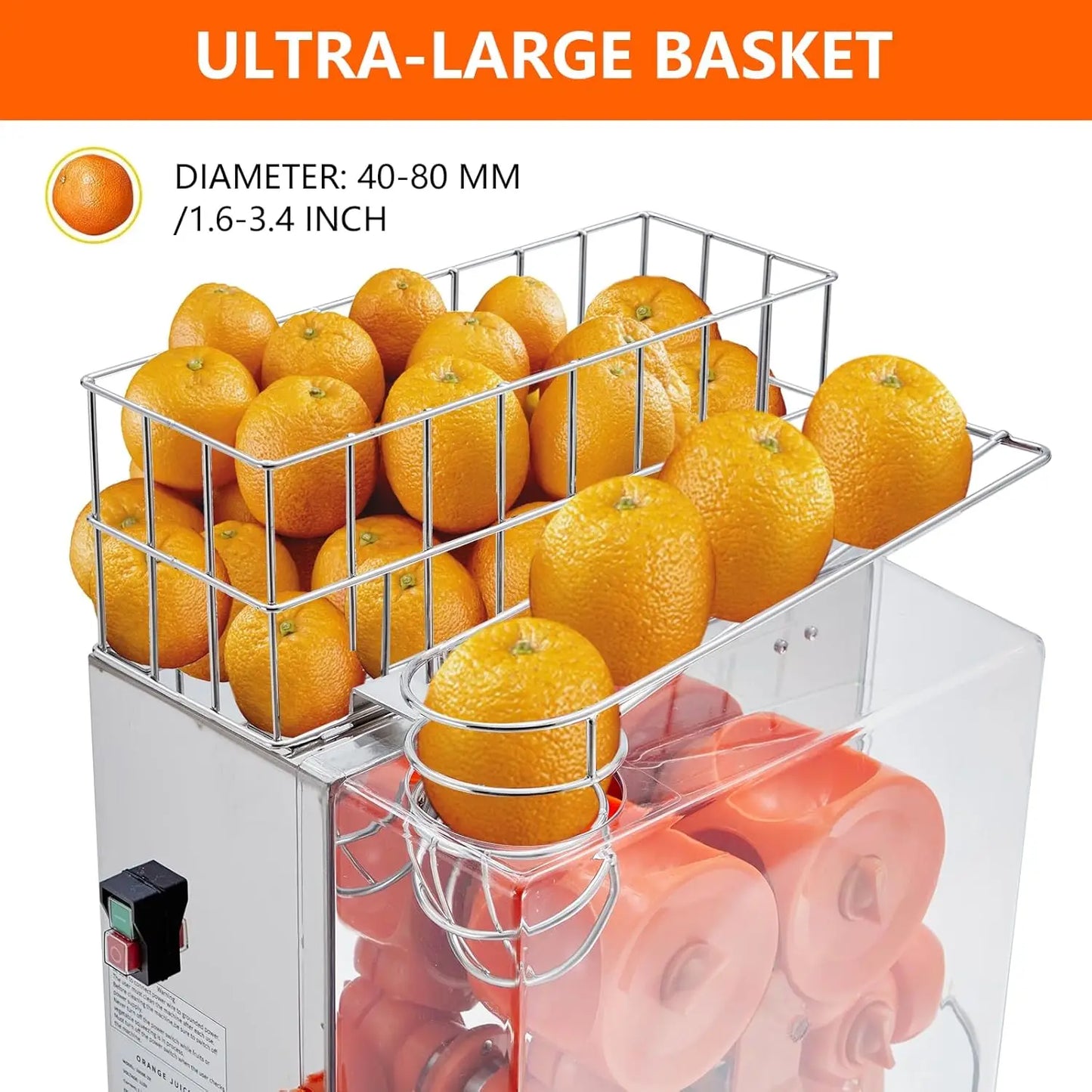 Commercial Juicer Machine, 110V 120W Orange Squeezer for 22-30 per Minute, Electric Orange Juice Machine, For Juice Lovers