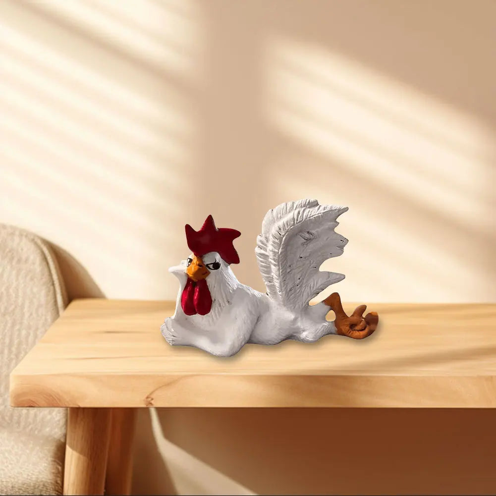 Rooster Decor Chicken Yard Art Sculpture Desktop Ornament Creative Rooster Decorative Figurine Resin Small Red White Rooster