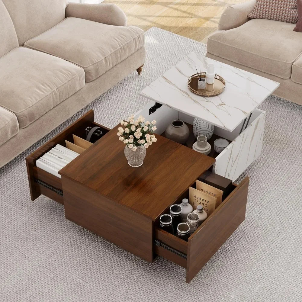 Lift Top Coffee Tables for Living Room, with Storage Shelf, Hidden Compartment and Drawer for Home