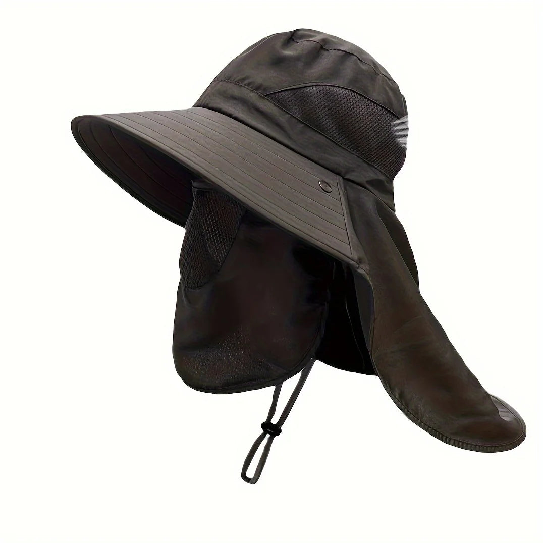 Outdoor Hunting Fishing Cap Breathable Sun Wide Brim UV Protection Fisherman Hat Hiking Fishing Visor Hat with Removable Mask