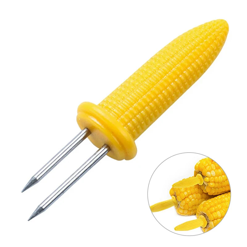 10Pcs Corn Holders Small Stainless Steel Corn Cob Holder Outdoor Barbecue Cooking Corn Forks BBQ Food Picks Kitchen Accessories
