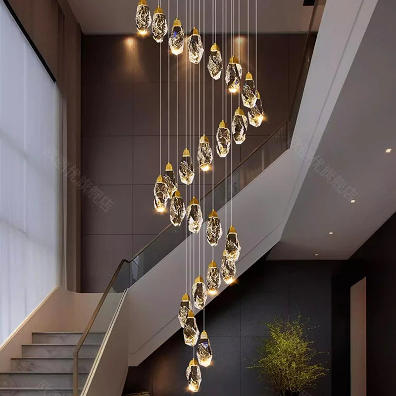 Modern home decoration crystal chandelier, stair Pendant lamp, living room Pendant lights, interior lighting