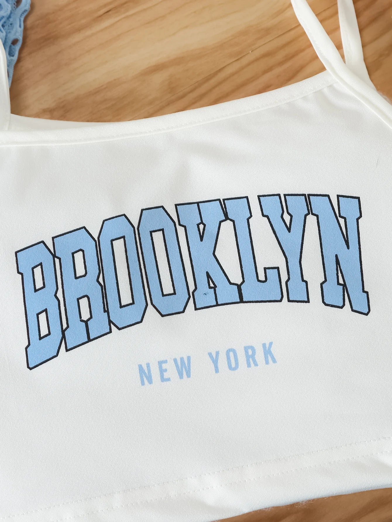 Girls Three-Piece Clothing New Breathable Summer Thin Fashion Short-Sleeved Mesh Top + Letter Printed Short Vest Suspender + Letter Printed Sports Shorts