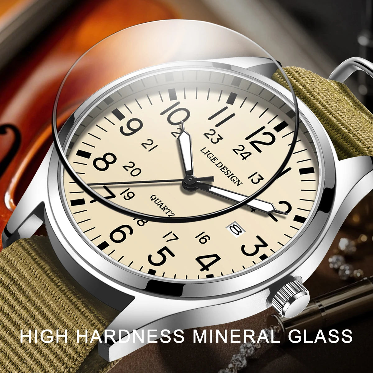 LIGE Top Brand Luxury Men Quartz Watch Date Nylon Leather Waterproof Luminous Military Sports Watches For Men relogios masculino