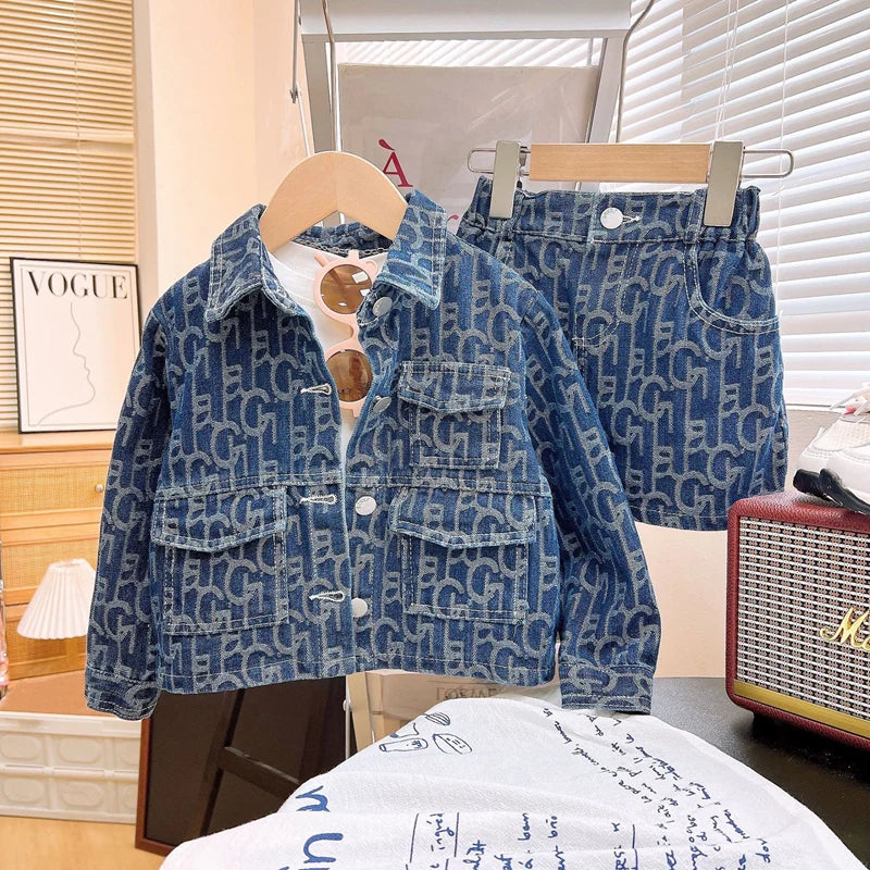 Baby Girl Jean Clothes Set Cotton Infant Toddler Kid Denim Jacket+Skirt 2PCS Spring Autumn Summer Clothing sets Outfit 1-10Y