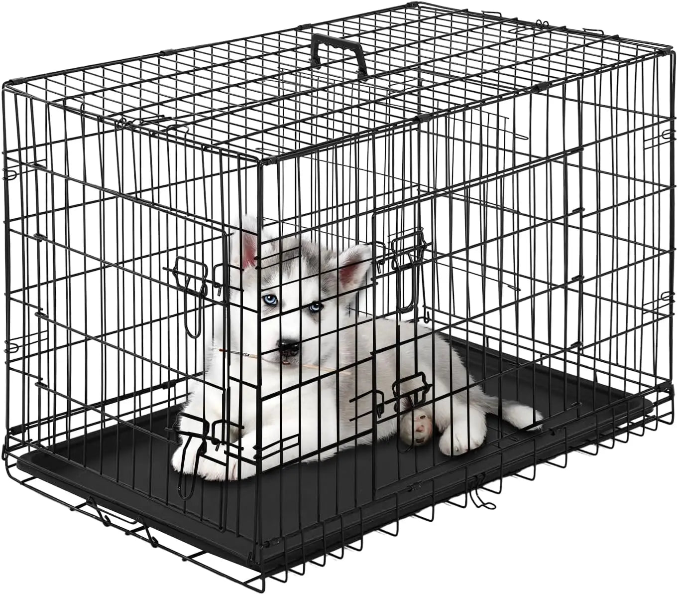 Large Dog Crate Kennel for Medium Large Dogs Metal Dog Cage Double-Door Folding Travel Indoor Outdoor Puppy Playpen