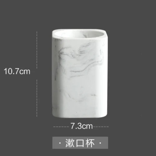 Bathroom Four Piece Set Resin Marble Bathroom Set Wash Sets Lotion Bottle Mouthwash Cup Cotton Swab Box Tray Soap Dispenser