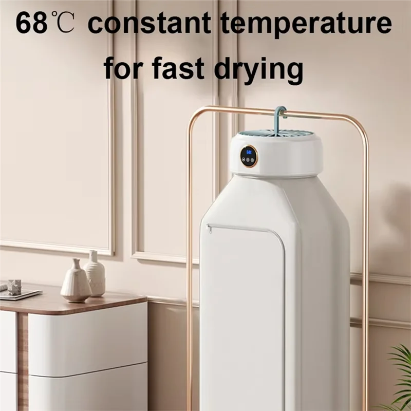 ABKJ-Clothes Dryer With Heater Fan, Travel Garment Drying Hanger Laundry Air Dehydrator With Timing Function US Plug