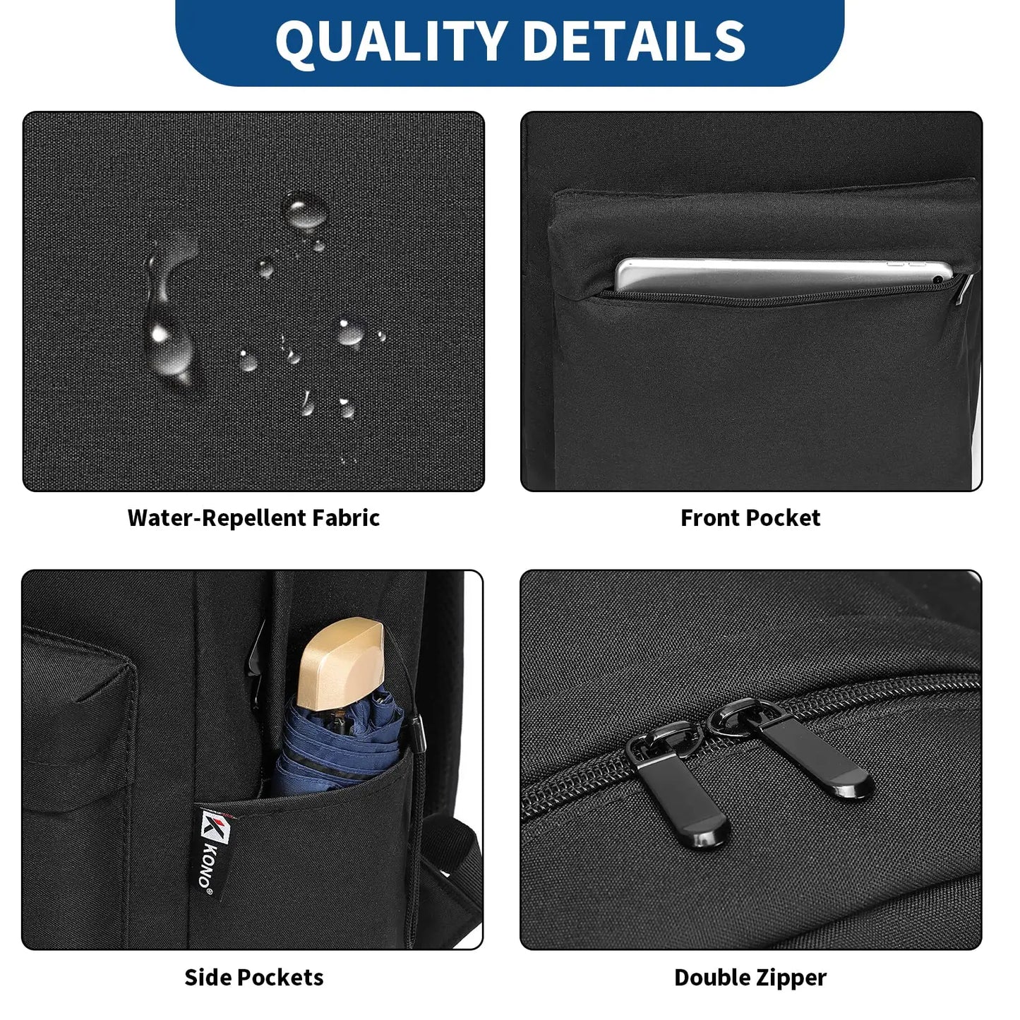 Kono School Backpack Casual Daypack School Bags for Girls Boys Bookbag Lightweight Travel Rucksack Work Bag for Men Women