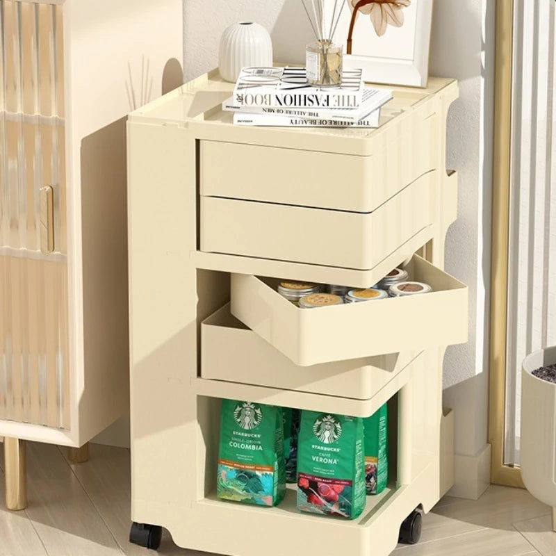 Storage cabinet Living room Bedroom Multifunctional rotatable cream wind bedside table trolley snacks cosmetics rack