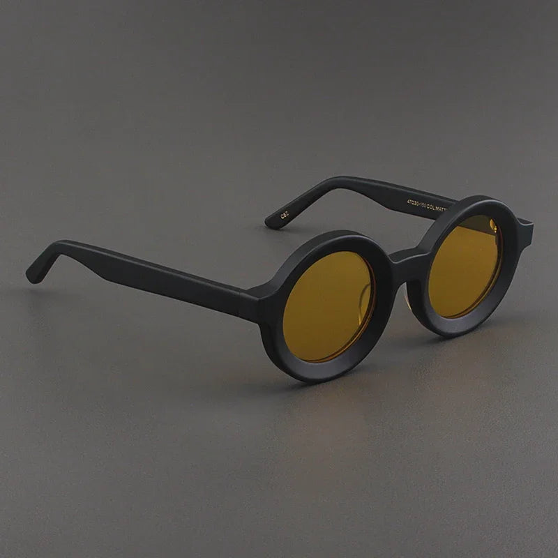 Luxury Sunglasses for Women Round Coarse Frame Frosted Matte Gray Pink Lenses Outdoor Handmade UV400 Men Polarized SUN GLASSES