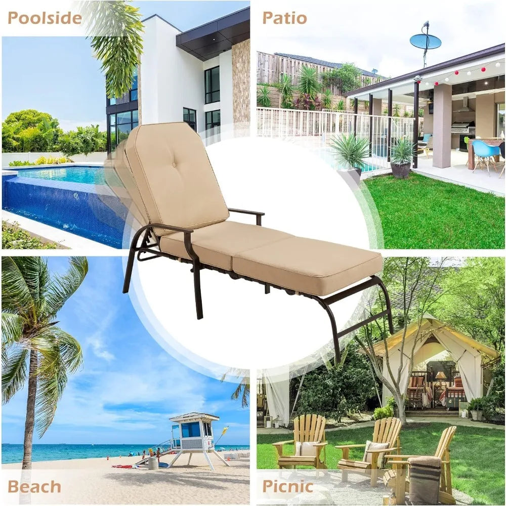 Adjustable Recliner Chair with Armrest, Outdoor Chair for Patio, Garden and poolside