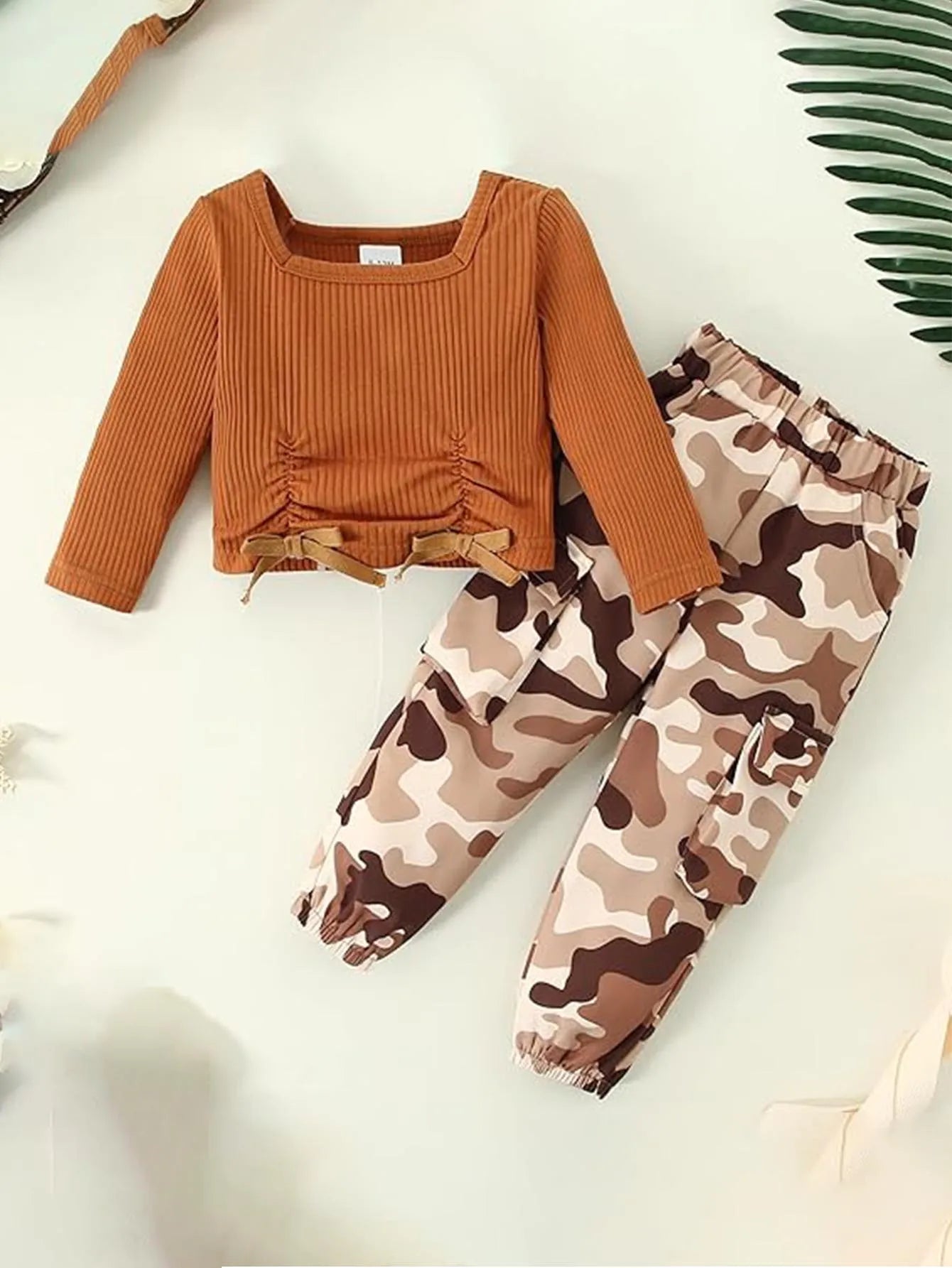 Girls Clothes Size 1-5t Girl Fall Clothes Long Sleeve Square Neck Shirt Top + Pants Girls Outfit Set
