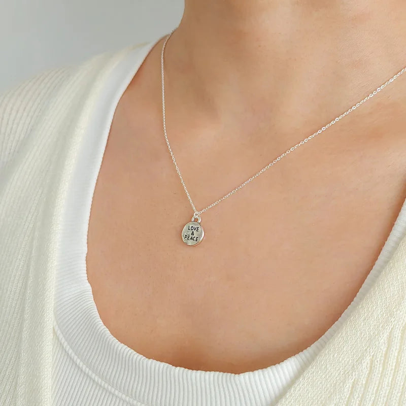 Palestinian Jewelry Set for Women Girls New 925 Silver Plated Elegant Letter Love Peace Earrings Necklace Accessories