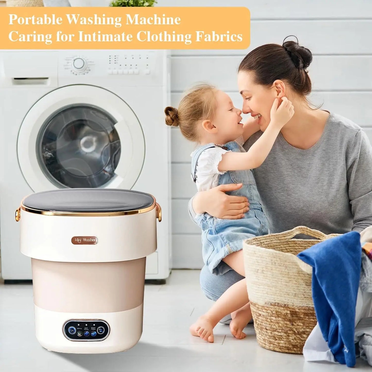 Portable Washing Machine,Mini Washer 15L Upgraded With Spin Basket,Small Clothes Folding Washing Machine Of Underwear