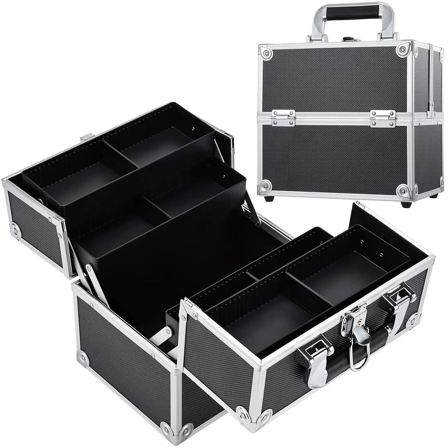 Makeup Case Portable Travel Alloy Cosmetics Make Up Storage Organizer Box Jewelry Nail Manicure Beauty Vanity Suitcase for Women