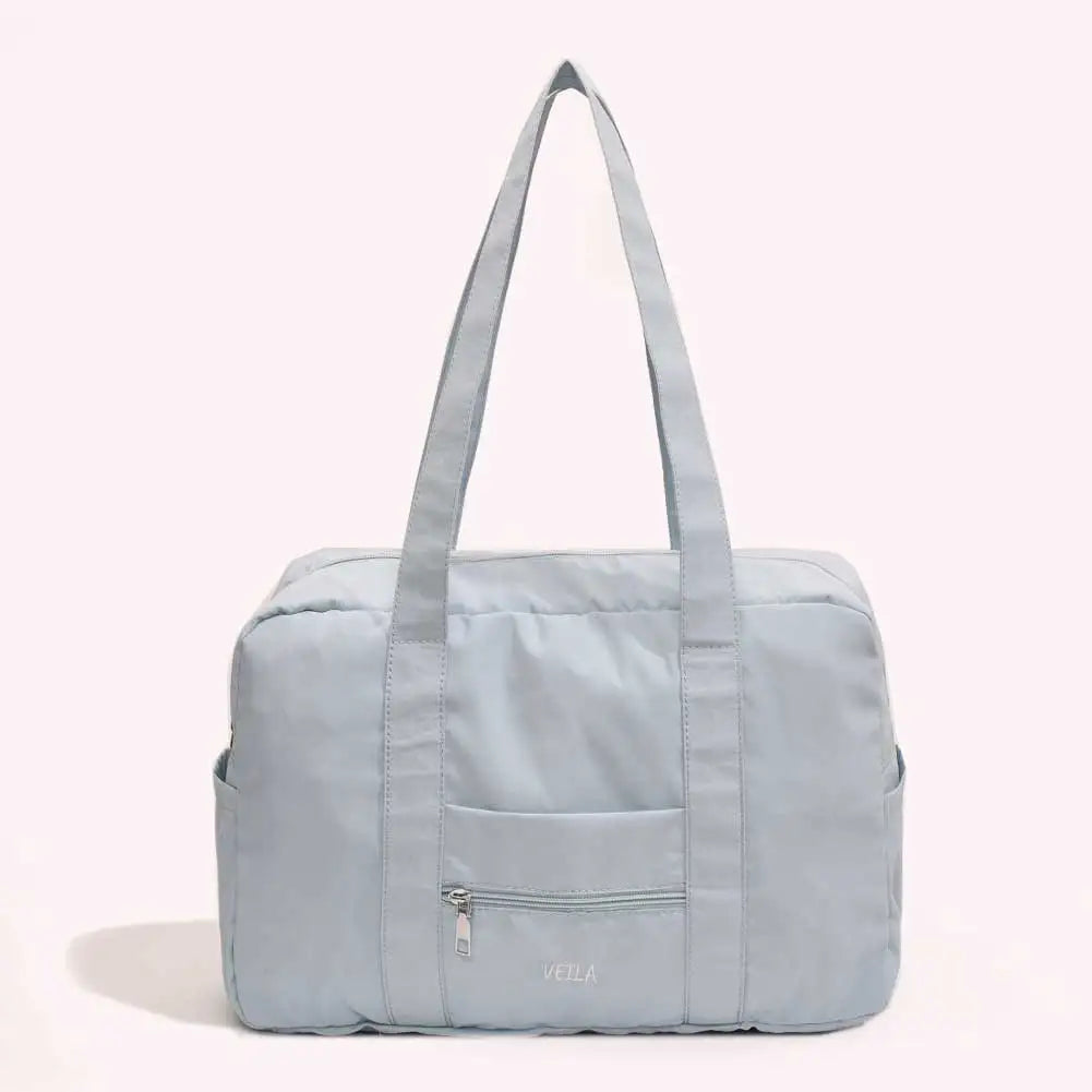 Unisex Travel Shoulder Bag Solid Color Travel Carry-On Handbag Multi-Pocket Lightweight Tote Handbag Outdoor Short Trip Bag