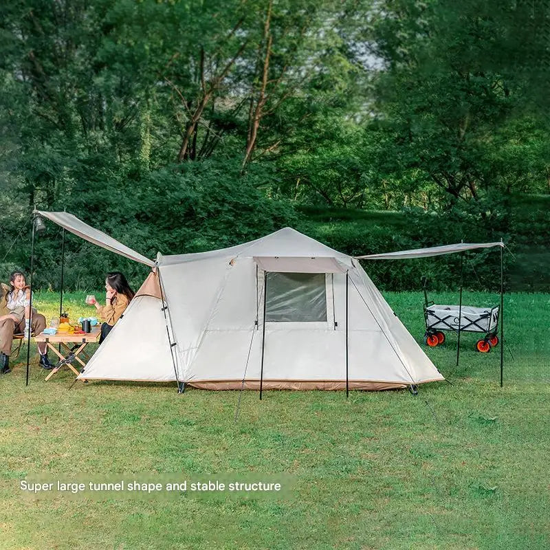 Automatic Family Camping Tent, One Room Two Hall Outdoor Picnic Shelter with Sunshade and Rainproof Function