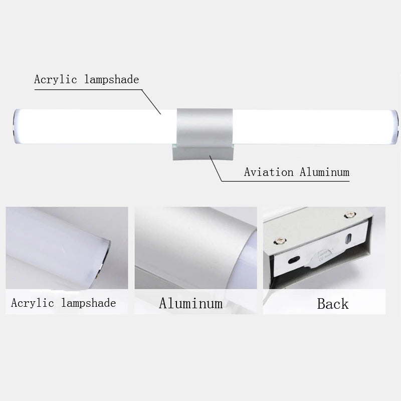 Home Modern Wall Lamps LED Super Bright Long Strips Led Mirror Light Indoor Decors Acrylic Lights for Bathroom Bedroom