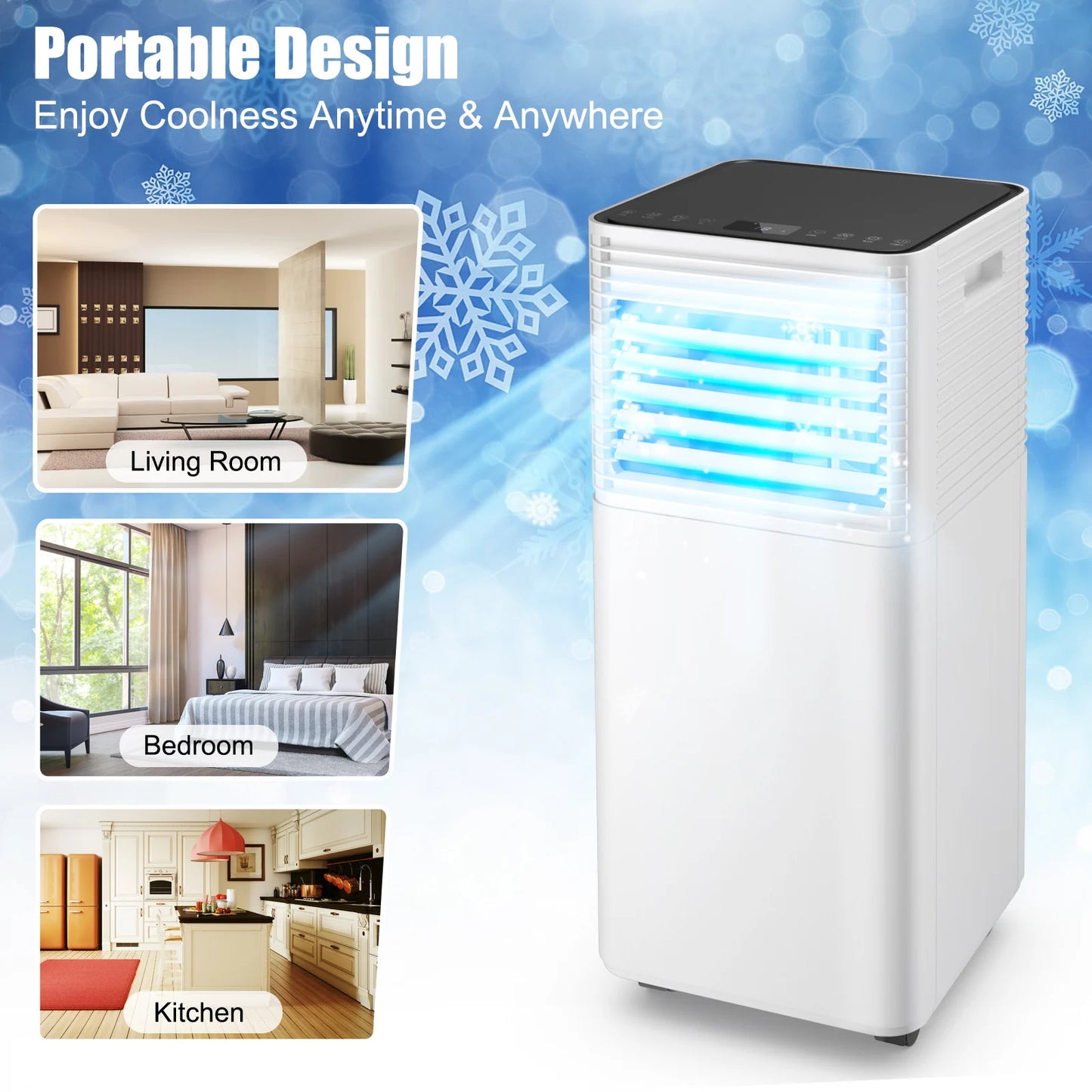 8000 BTU Portable Air Conditioner 3-in-1 Air Cooler w/Dehumidifier & Fan Mode