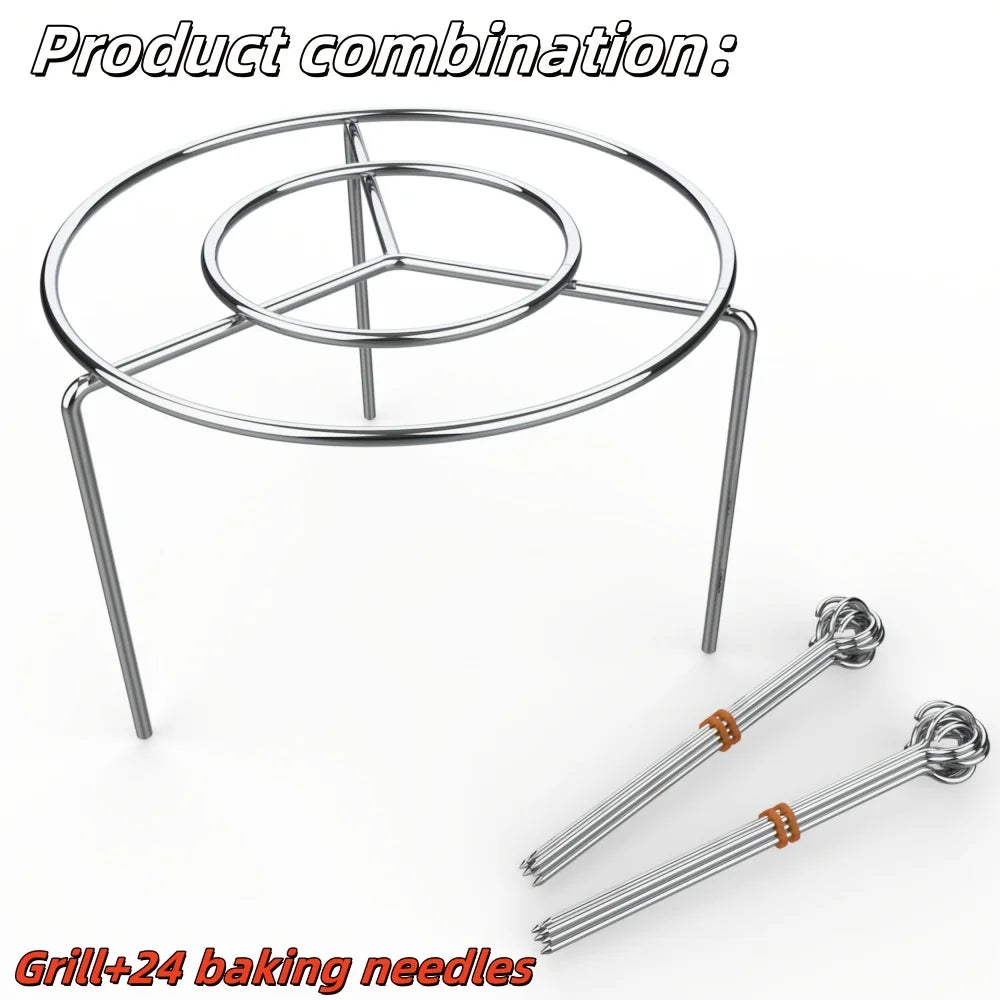 Outdoor Grill Set with Skewers Square Air Fryer Grill Steamer Stainless Steel Barbecue Bracket Kitchen Gadget Grill Dropshipping