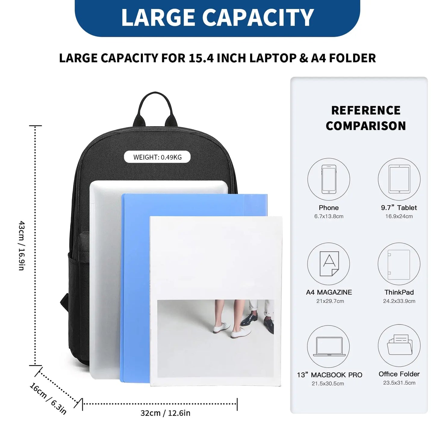 Kono School Backpack Casual Daypack School Bags for Girls Boys Bookbag Lightweight Travel Rucksack Work Bag for Men Women