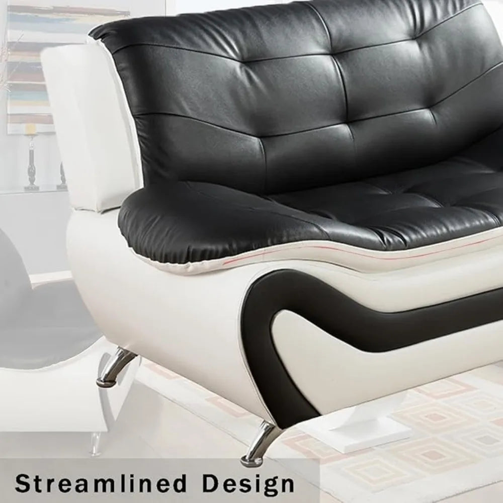 Leather Couches for Living Room,Living Room Couch Set,Sofa for Bedroom,Apartment,Living Room Furniture Sets,a-Leather BlackWhite