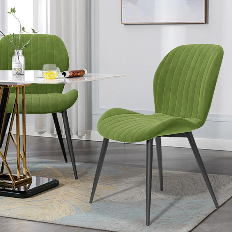 Dining Chair Set of 2, Upholstered Dining Room Chairs, Mid-Century Modern Armless Back Chair with Velvet Soft Seat Metal Legs,