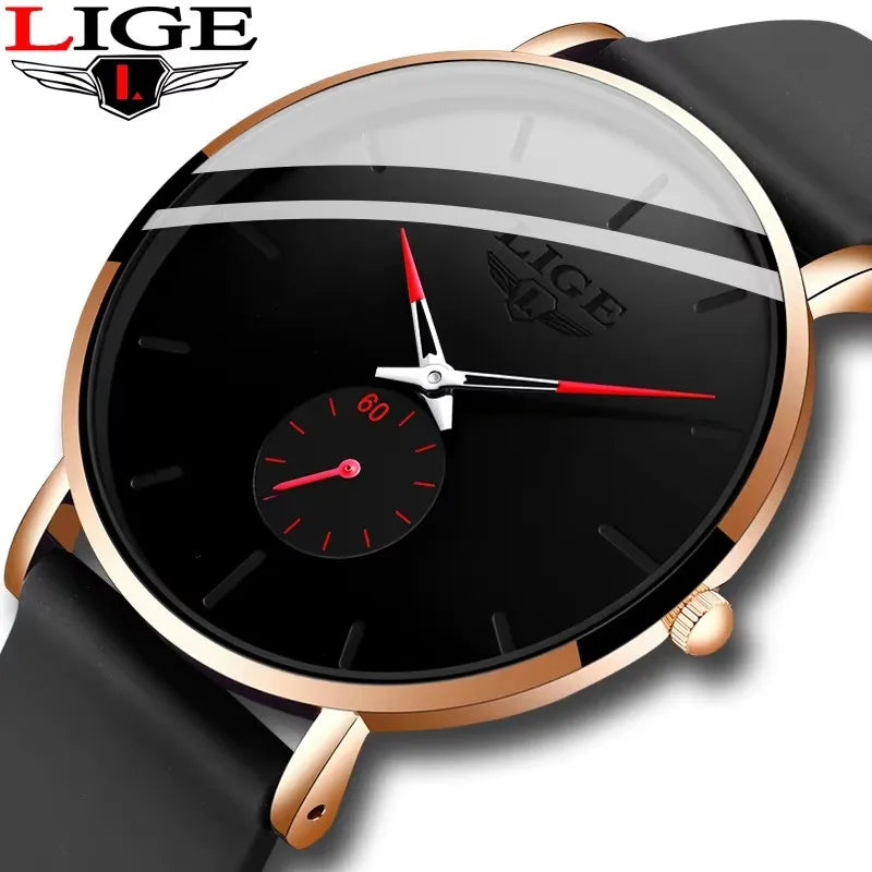 LIGE New Fashion Mens Watches Top Brand Luxury Sports Waterproof Simple UltraThin Quartz Watch Man Clock Relogio Masculino+Box