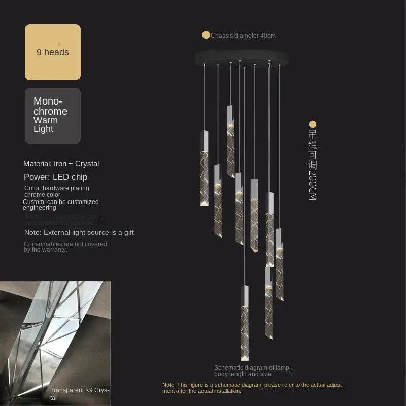 Modern Chandelier Staircase Led Chandelier Luxury Nordic Restaurant Bar Living Room Attic Rotating Villa Duplex Sky Lanterns