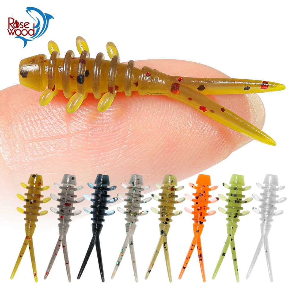 Rosewood 25mm Micro Worm Soft Fishing Lure TPR Floating Silicone Plastic Swimbait Softbait For Catching Horse Mackerel 20pcs/Box