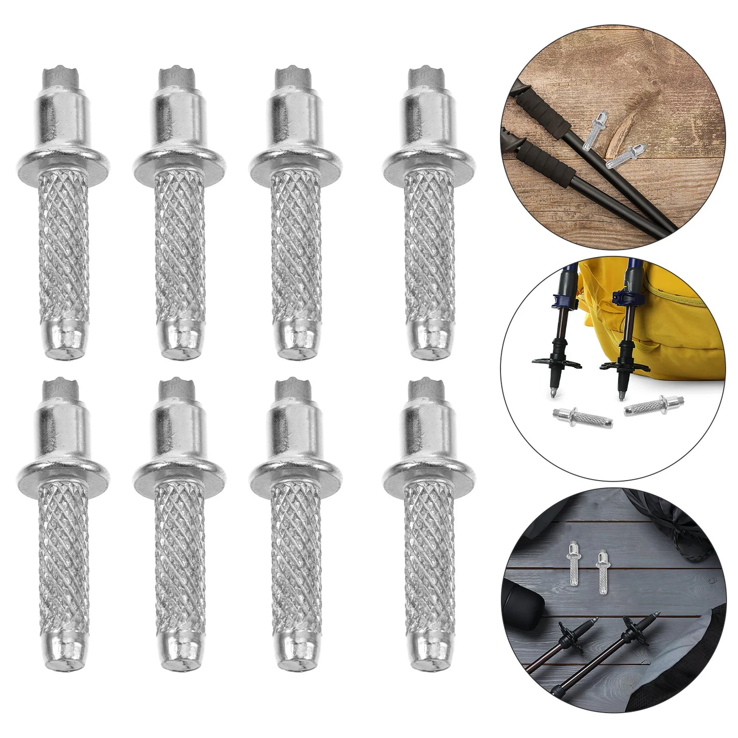 8 Pcs Replacement Trekking Pole Tips Hiking Accessories Walking Sticks Parts Camping Gear For Anti Slip Spikes Metal Feet