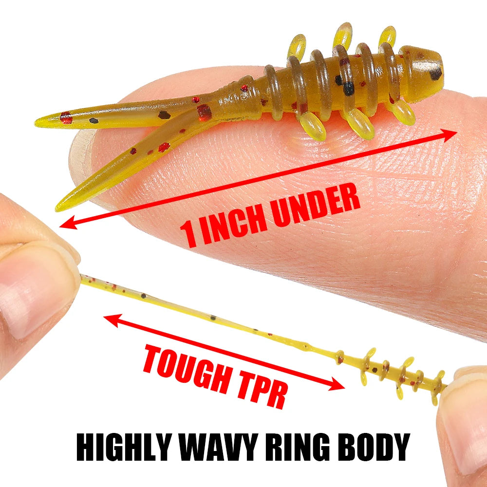 Rosewood 25mm Micro Worm Soft Fishing Lure TPR Floating Silicone Plastic Swimbait Softbait For Catching Horse Mackerel 20pcs/Box